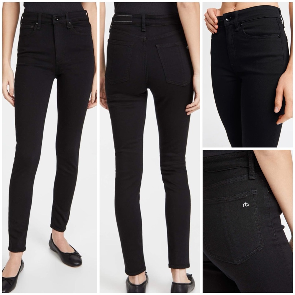 RAG & BONE Nina High Rise Black Cotton Blend Skinny Ankle Soft Denim Jeans 27